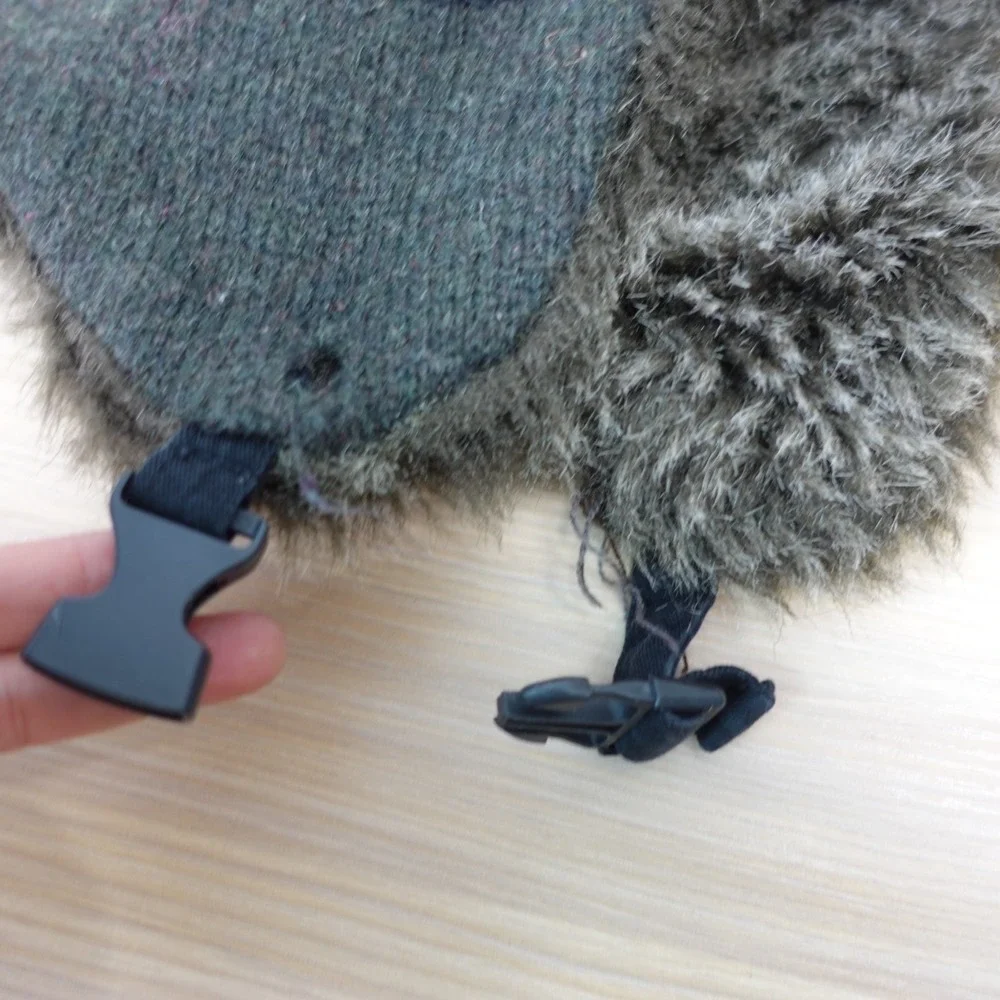 Trapper Hat Kids Green Reindeer Wool Aviator Faux Fur Trim Winter BLACK RIVET